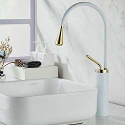 Beyaz - Gold Minimal Max Çanak Lavabo Bataryası Beyaz - Gold Minimal Max Çanak Lavabo Bataryası