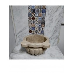 Traverten Kavun Dilimli Mermer Kurna