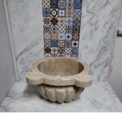 Traverten Kavun Dilimli Mermer Kurna Traverten Kavun Dilimli Mermer Kurna