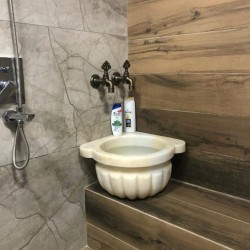 Beyaz Köşe Kavun Dilimli Mermer Kurna Beyaz Köşe Kavun Dilimli Mermer Kurna