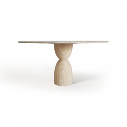 Kum Saati - Traverten  Yuvarlak Yemek Masası Kum Saati - Traverten  Yuvarlak Yemek Masası