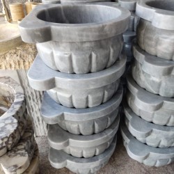 Gri Köşe Kavun Dilimli Mermer Kurna Gri Köşe Kavun Dilimli Mermer Kurna