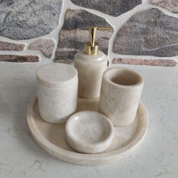 Bej 5'li Mermer Banyo Seti Bej 5'li Mermer Banyo Seti