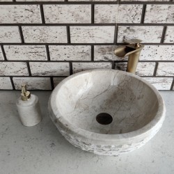 Bej Çanak Patlatma Mermer Lavabo Bej Çanak Patlatma Mermer Lavabo