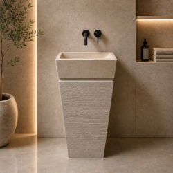 Bej Kare Dikey Lavabo