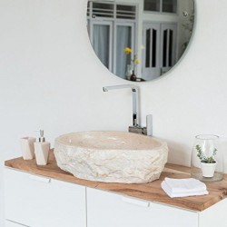 Bej Natural Patlatma Mermer Lavabo Bej Natural Patlatma Mermer Lavabo