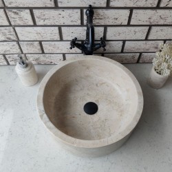 Bej Silindir Mermer Lavabo Bej Silindir Mermer Lavabo