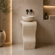 Bej Sole Dikey Mermer Lavabo