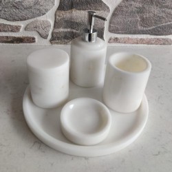 Beyaz 5'li Mermer Banyo Seti Beyaz 5'li Mermer Banyo Seti
