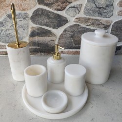 Beyaz 7'li Mermer Banyo Seti Beyaz 7'li Mermer Banyo Seti