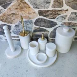 Beyaz 8'li  Mermer Banyo Seti Beyaz 8'li  Mermer Banyo Seti