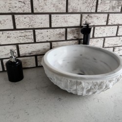 Beyaz Çanak Patlatma Mermer Lavabo Beyaz Çanak Patlatma Mermer Lavabo