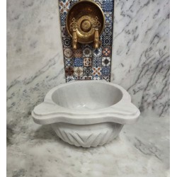 Beyaz Çapraz Dilim Fuga Mermer Kurna