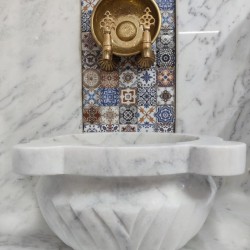 Beyaz Çapraz Dilimli Mermer Kurna Beyaz Çapraz Dilimli Mermer Kurna