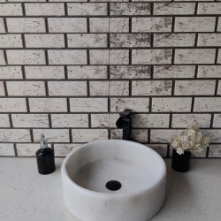 Beyaz Silindir Mermer Lavabo Beyaz Silindir Mermer Lavabo