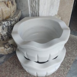 Beyaz Dalgalı Kavun Dilimi Mermer Kurna Beyaz Dalgalı Kavun Dilimi Mermer Kurna