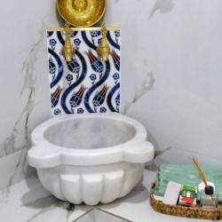 Beyaz Kavun Dilimli Mermer Kurna Beyaz Kavun Dilimli Mermer Kurna