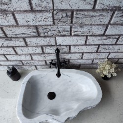 Beyaz Naturel Elips Mermer Lavabo Beyaz Naturel Elips Mermer Lavabo