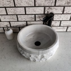 Beyaz Silindir Patlatma Mermer Lavabo Beyaz Silindir Patlatma Mermer Lavabo