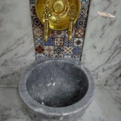 Gri Kulaksız Kavun Dilimli Mermer Kurna Gri Kulaksız Kavun Dilimli Mermer Kurna