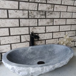 Gri Patlatma Elips Mermer Lavabo Gri Patlatma Elips Mermer Lavabo