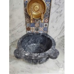 Karaca Siyahı Kavun Dilimli Mermer Kurna