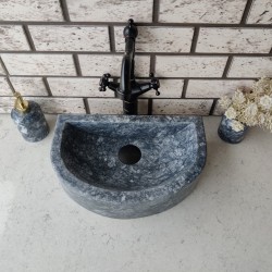 Karaca Siyahı Half D Mermer Lavabo Karaca Siyahı Half D Mermer Lavabo