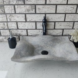 Silver Traverten Undate Mermer Lavabo Silver Traverten Undate Mermer Lavabo