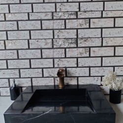 Toros Siyahı Gizli Giderli Köşe Lavabo Toros Siyahı Gizli Giderli Köşe Lavabo