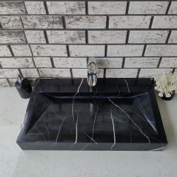 Toros Siyahı Gizli Giderli Mermer Lavabo Toros Siyahı Gizli Giderli Mermer Lavabo