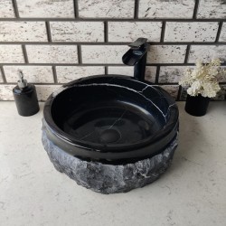 Toros Siyahı Natural Patlatma Mermer Lavabo Toros Siyahı Natural Patlatma Mermer Lavabo