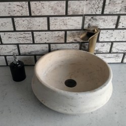 Traverten Camber Yuvarlak Mermer Lavabo Traverten Camber Yuvarlak Mermer Lavabo