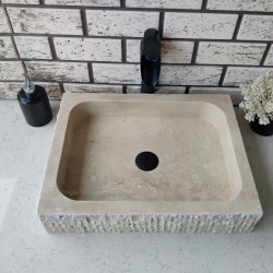 Traverten Dik Patlatma Mermer Lavabo Traverten Dik Patlatma Mermer Lavabo