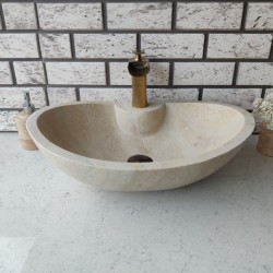 Traverten Elips Tap Mermer Lavabo Traverten Elips Tap Mermer Lavabo