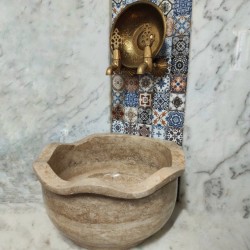 Traverten Fırfır Düz Mermer Kurna Traverten Fırfır Düz Mermer Kurna