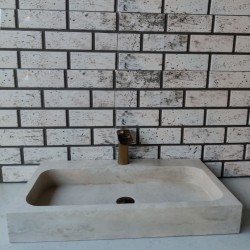 Traverten Köşeli Dik Mermer Lavabo Traverten Köşeli Dik Mermer Lavabo