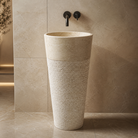 Traverten Külah Dikey Mermer Lavabo