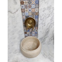 Traverten Modern Düz Mermer Kurna