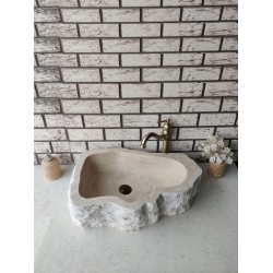 Traverten Naturel Elips Mermer Lavabo
