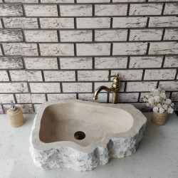 Traverten Naturel Elips Mermer Lavabo Traverten Naturel Elips Mermer Lavabo