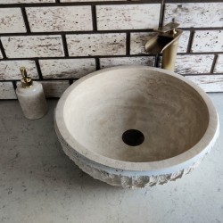 Traverten Çanak Patlatma Mermer Lavabo Traverten Çanak Patlatma Mermer Lavabo