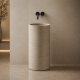 Traverten Silindir Dikey Lavabo