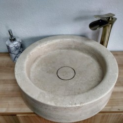 Traverten Silindir Kapaklı Mermer Lavabo Traverten Silindir Kapaklı Mermer Lavabo