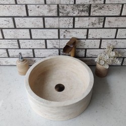 Traverten Silindir Mermer Lavabo Traverten Silindir Mermer Lavabo