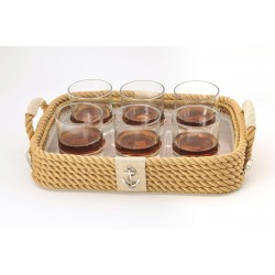 6'lı Kırılmaz Viski Bardak ve Tepsi Seti